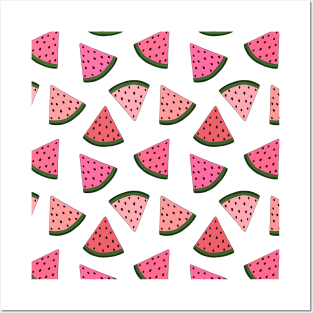 Colorful watermelon hand drawn pattern Posters and Art